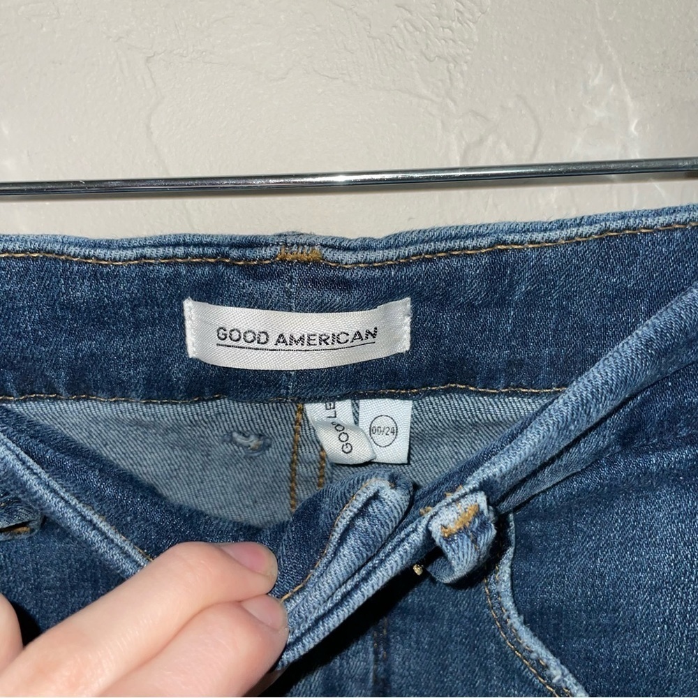 Good American Good Legs Blue 265 Distressed High Rise Skinny Jeans - Picture 8 of 10